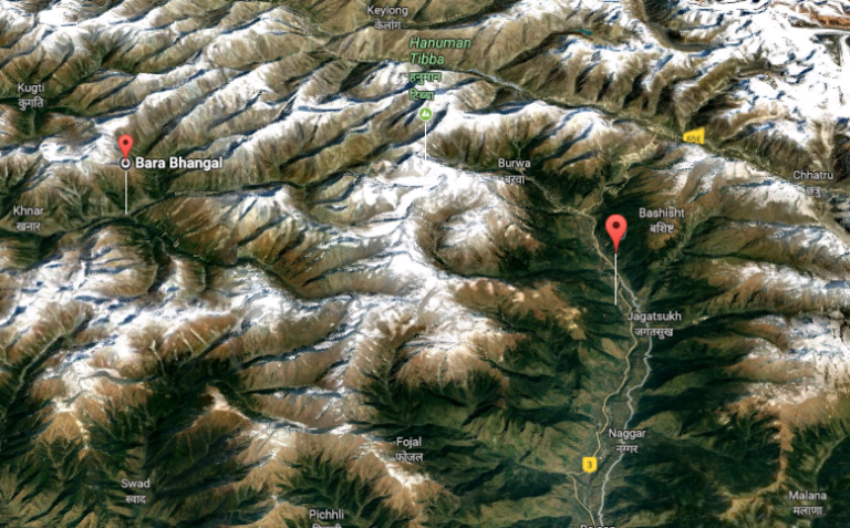 Bara Bhangal Trek Google Map Image - Trek Himalaya